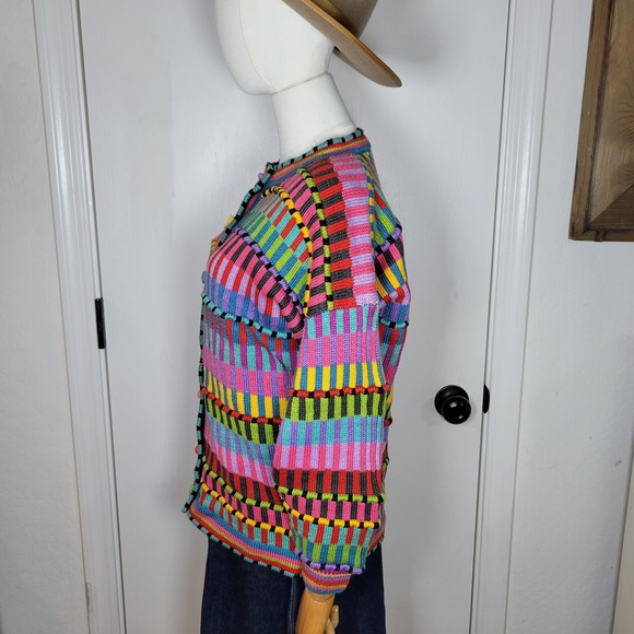 Christine Foley Vintage Retro Colorful Cardigan Small Cottagecore Boho Artsy - Picture 5 of 10